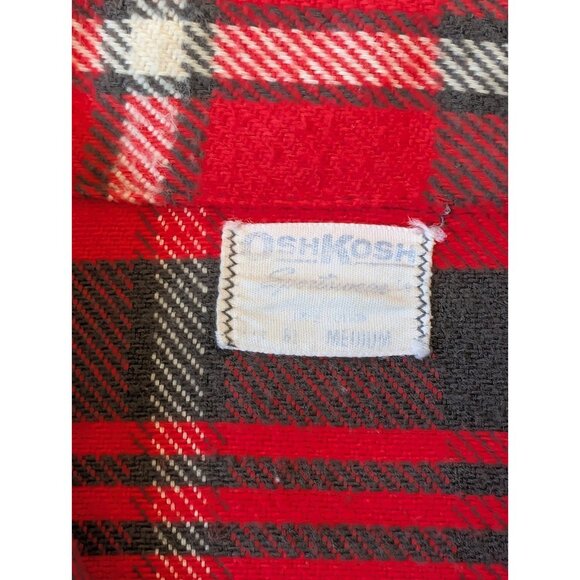 OshKosh Sportswear Vintage Flannel 60s Union Made Red Plaid Cotton Boxy Medium - Picture 5 of 9